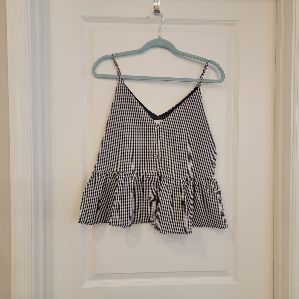 FRANCESCAS Black and White Gingham Women's Top